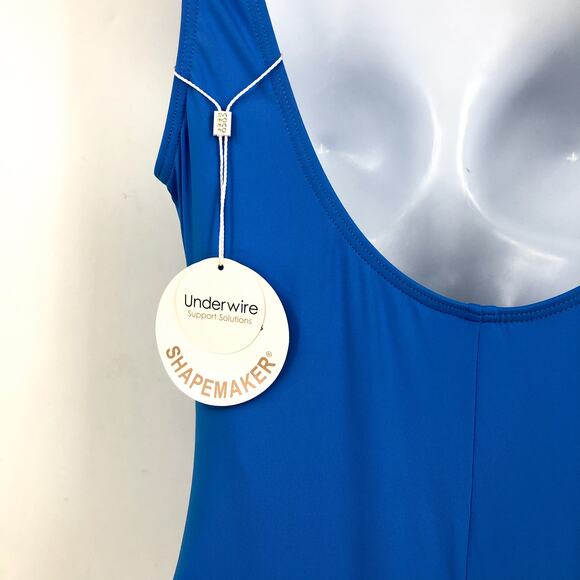 CONTOURS COCO REEF Solitaire V-Neck One Piece US 12 36C Azure Blue Underwire NWT - Picture 8 of 13